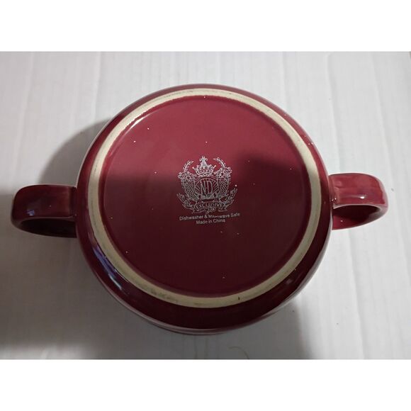Set of 2 Speckled Maroon Double Handle Soup Bowls ND Exclusive - Picture 4 of 5
